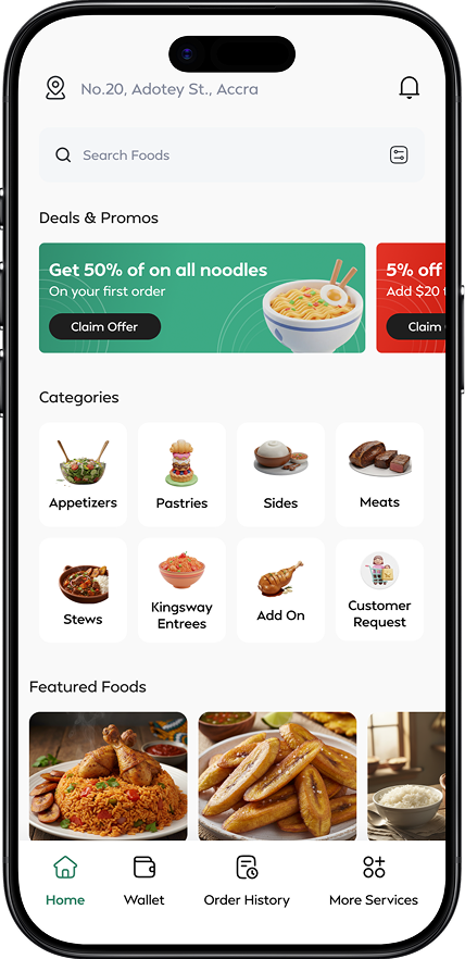 Kingsway Foods app on a smartphone